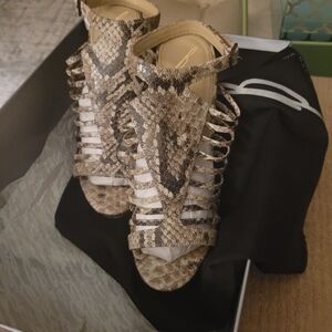 Brian Atwood Snakeskin Sexy Strappy Sandals